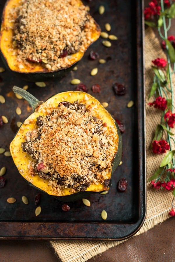 Stuffed Acorn Squash with Apple and Pumpkin Seeds