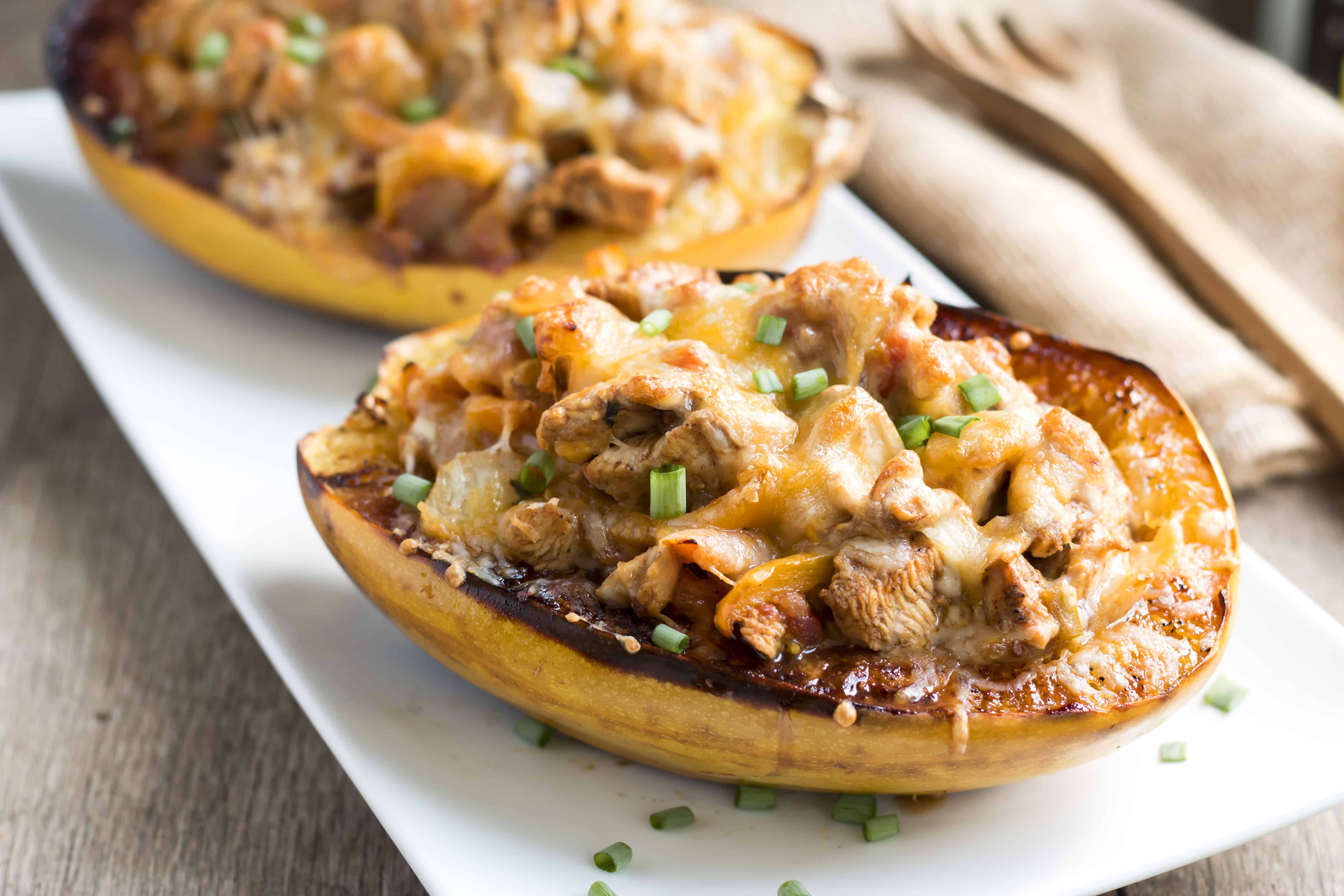 Chicken Fajita Spaghetti Squash Bowls | Gluten Free with L.B.