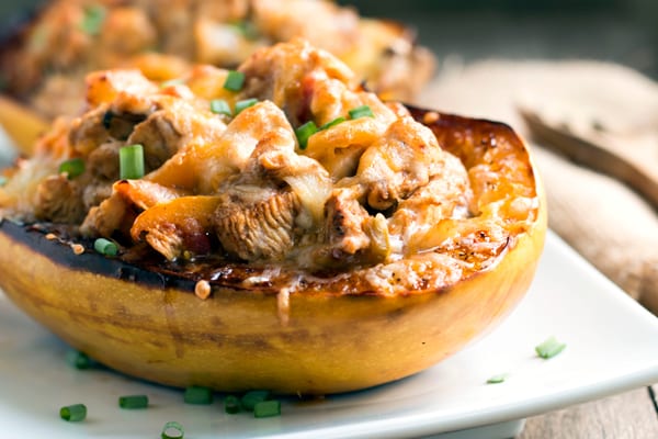 Chicken Fajita Spaghetti Squash Bowls that are full of yummy Mexican-flavored chicken and tons of veggies!  They are a great healthy, gluten-free dinner option when you are craving Mexican food.