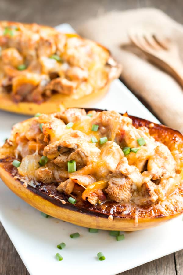 Chicken Fajita Spaghetti Squash Bowls | Gluten Free with L.B.