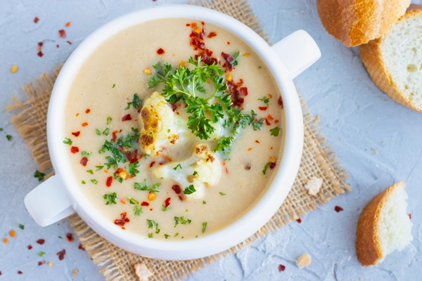 Healthy Cauliflower Soup Recipe - Evolving Table