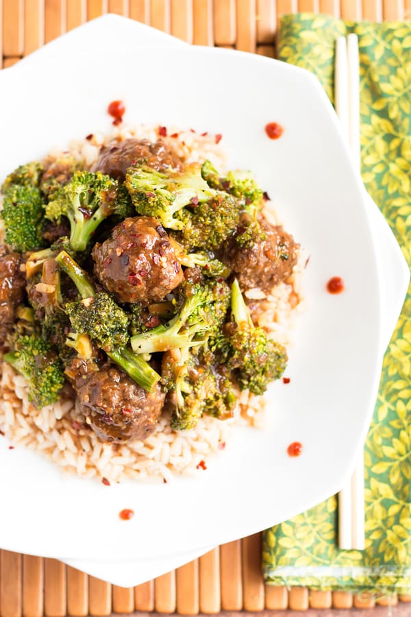 Beef Meatballs and Broccoli | A gluten free Asian dinner recipe makeover for the traditional Beef & Broccoli.