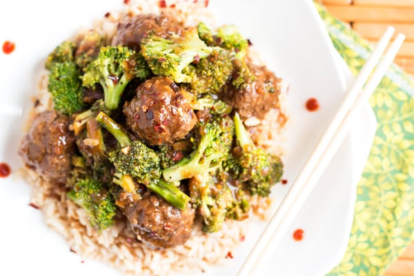 Beef Meatballs and Broccoli | A gluten free Asian dinner recipe makeover for the traditional Beef & Broccoli.
