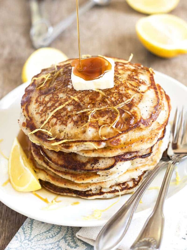 Bisquick Lemon Poppy Seed Pancakes | A gluten free pancake recipe full of fresh lemon and poppy seeds--made with Bisquick!