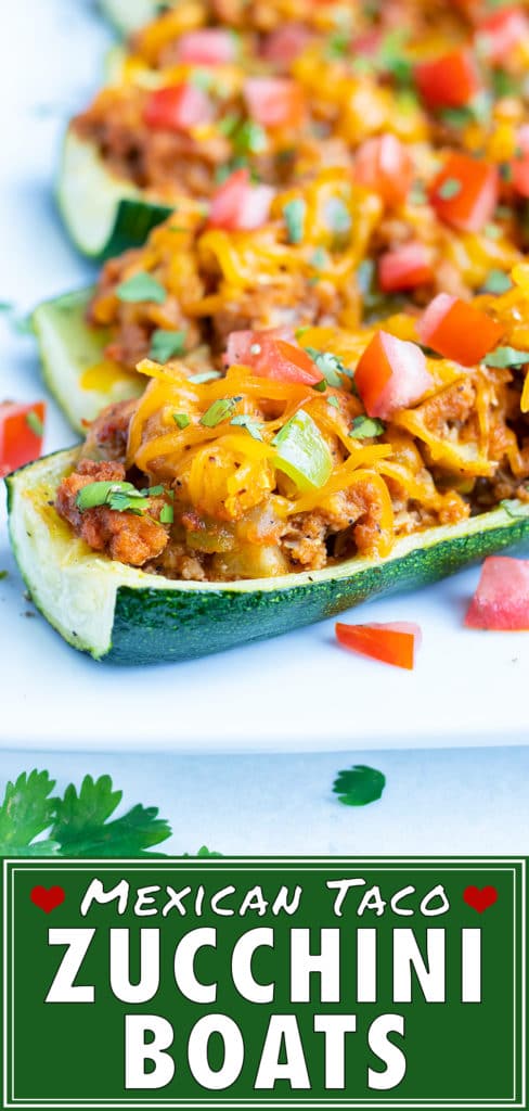 Mexican Taco Stuffed Zucchini Boats | Healthy, Low-Carb, Baked Zucchini Recipe