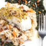 Pistachio Crusted Halibut | An elegant seafood dinner recipe for white fish that is coated in a gluten free pistachio crust.