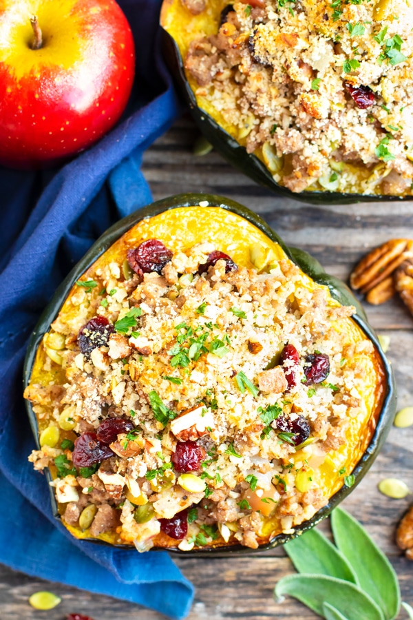 Learn how to cook acorn squash in the oven for this easy and healthy stuffed acorn squash recipe.