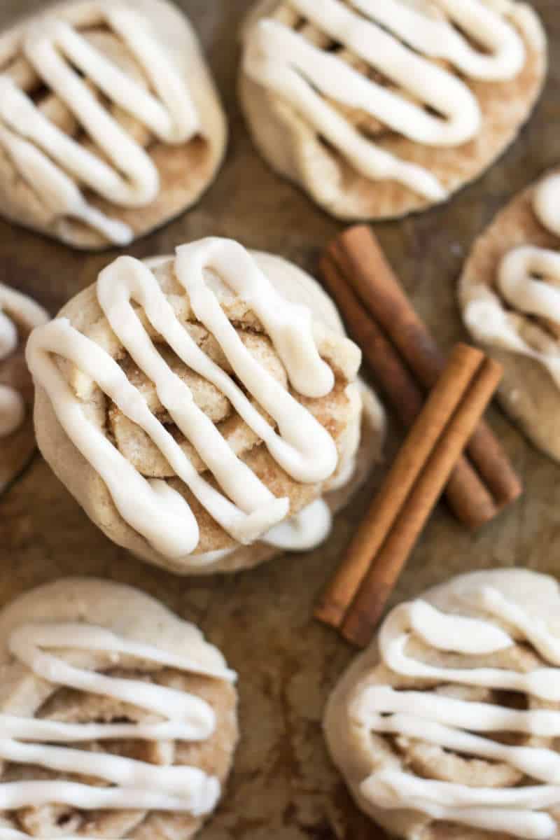 Cinnamon Roll Cookies | A gluten free cookie recipe that is full of cinnamon, rolled up like a cinnamon roll and topped with a cream cheese glaze.