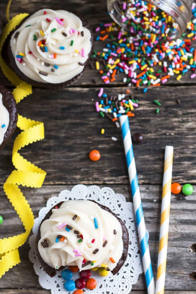 Surprise M&M Cupcakes | A gluten free cupcake recipe.