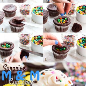 Surprise M&M Cupcakes | A gluten free cupcake recipe.