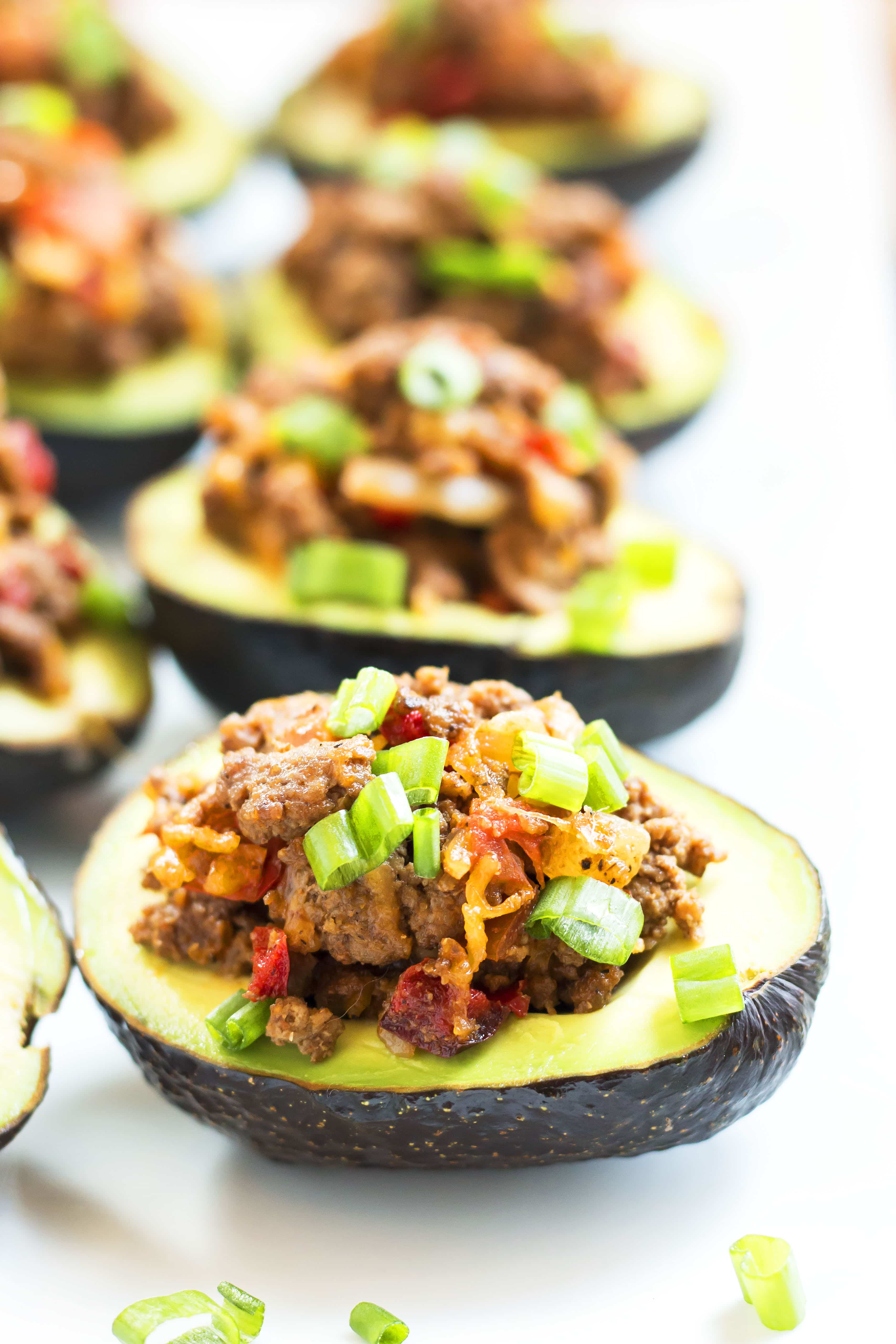 Beef Taco Stuffed Avocados | Gluten Free with L.B.