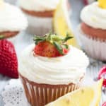 Fresh Strawberry Cupcakes with Lemon Frosting | A gluten free strawberry cupcake recipe.