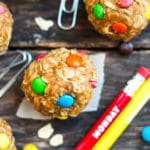 4-Ingredient Healthy Monster Cookie Bites | A recipe for healthy monster cookie bites that is gluten-free, vegan and only take 10 minutes to make. These tiny bites of bliss make a great kid-friendly afternoon snack or dessert.