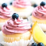 Gluten Free Lemon Cupcakes with Blueberry Frosting