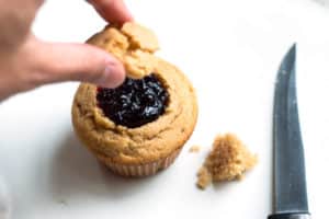 Peanut Butter Cupcakes with Jelly Filling
