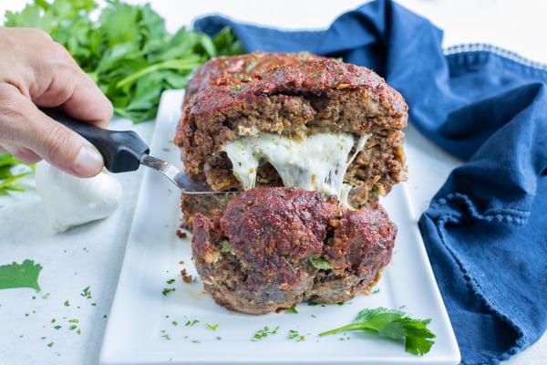 Mozzarella Stuffed Italian Meatloaf Recipe-image