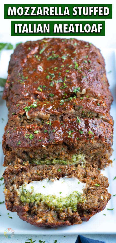 Sliced meatloaf is served for a hearty dinner dish.