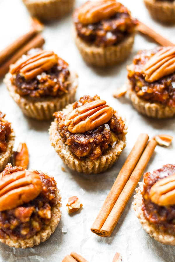 A collection of No Bake Pecan Pie Mini Tarts for a quick holiday dessert.