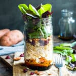 This recipe for Leftover Turkey Salad in a Jar gives you a healthy way to use up all of that leftover turkey or chicken meat after a big meal!