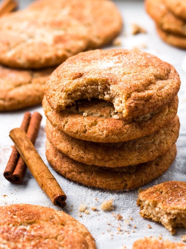 A pile of cookies using a snickerdoodle recipe for a gluten-free dessert.