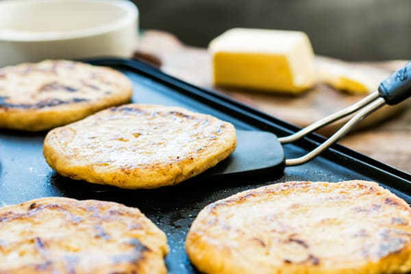 A picture of multiple arepas made with maseca flour for an easy sandwich recipe.
