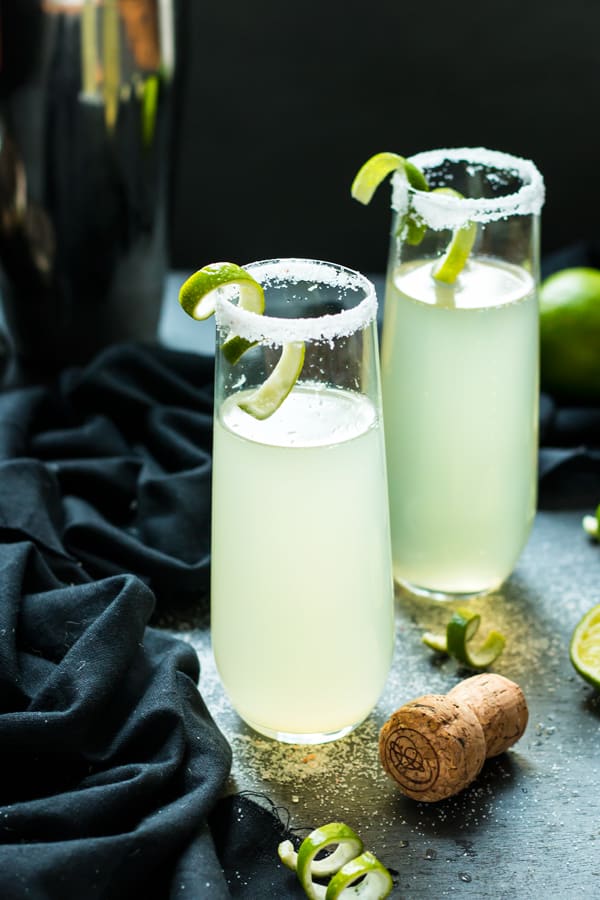 Two lime cocktail recipes made with Tequila and champagne for an evening party.