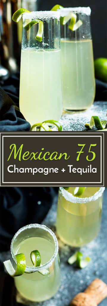 This Mexican 75 is a tequila and champagne cocktail that is a twist on the classic French 75. It makes an epic cocktail for times of celebration!