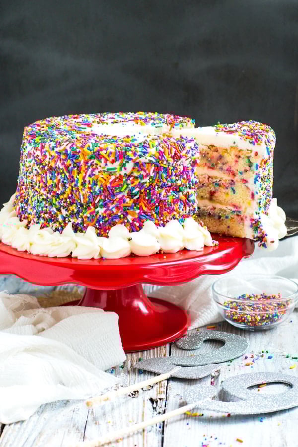 Funfetti Cake with Rainbow Sprinkles Evolving Table