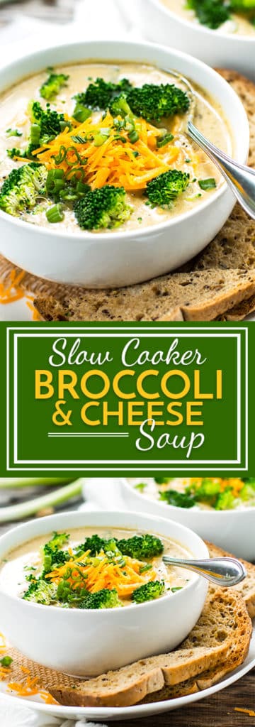 Crock-Pot Broccoli Cheese Soup that is made in a slow cooker!! It makes a great gluten-free and vegetarian soup for those cold, winter nights!