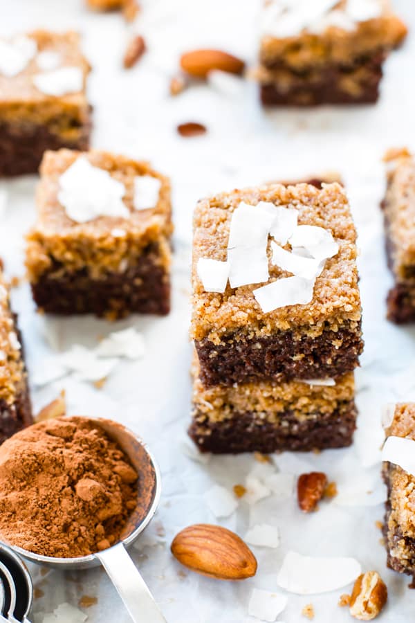 Gluten-free chocolate bars using a healthy German Chocolate recipe for a healthy treat.