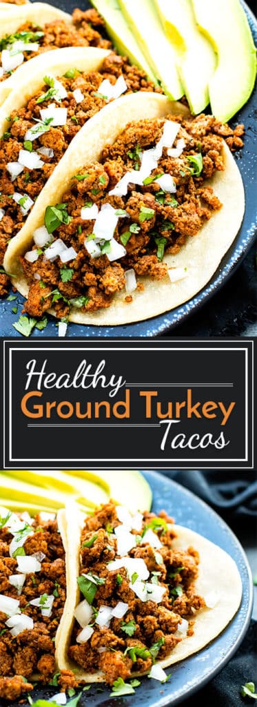 Ground turkey tacos are made with a homemade taco seasoning mix to give you healthy, gluten-free and paleo taco meat! These ground turkey tacos make perfect party food or an easy Mexican dinner recipe!