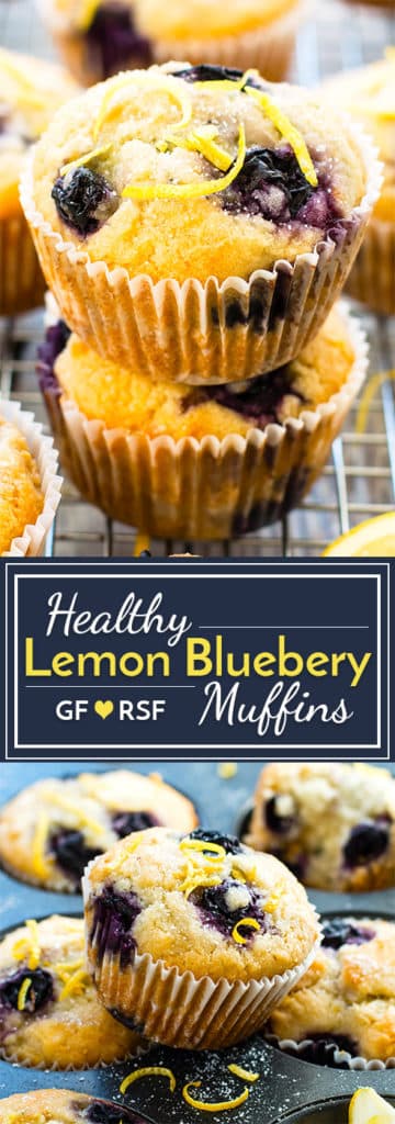 Healthy Lemon Blueberry Muffins are refined sugar-free, gluten-free, and super yummy for breakfast, snack or dessert recipe for Spring!