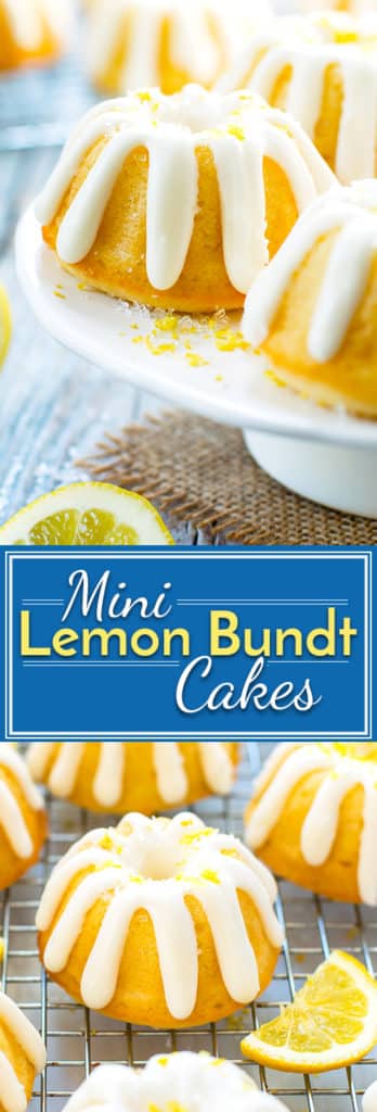 Mini Lemon Bundt Cakes with Cream Cheese Frosting | A fresh lemon bundt cake recipe shrunk down into a mini size! These mini lemon bundt cakes make a great gluten-free Easter or Spring dessert recipe.