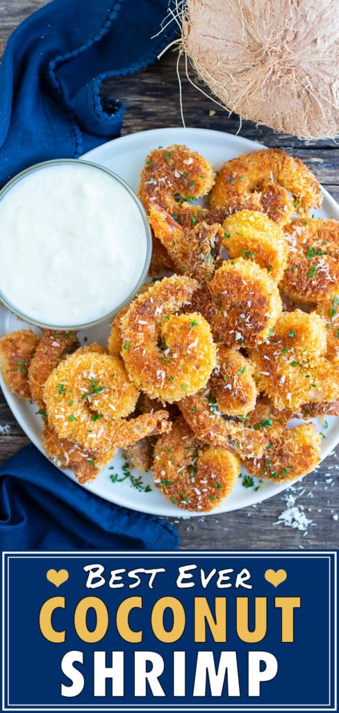 Red Lobster's coconut shrimp on a white plate with sprinkles of parsley and shredded coconut.