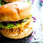 A Hawaiian Chicken Sandwich recipe made in the slow cooker for dinner.