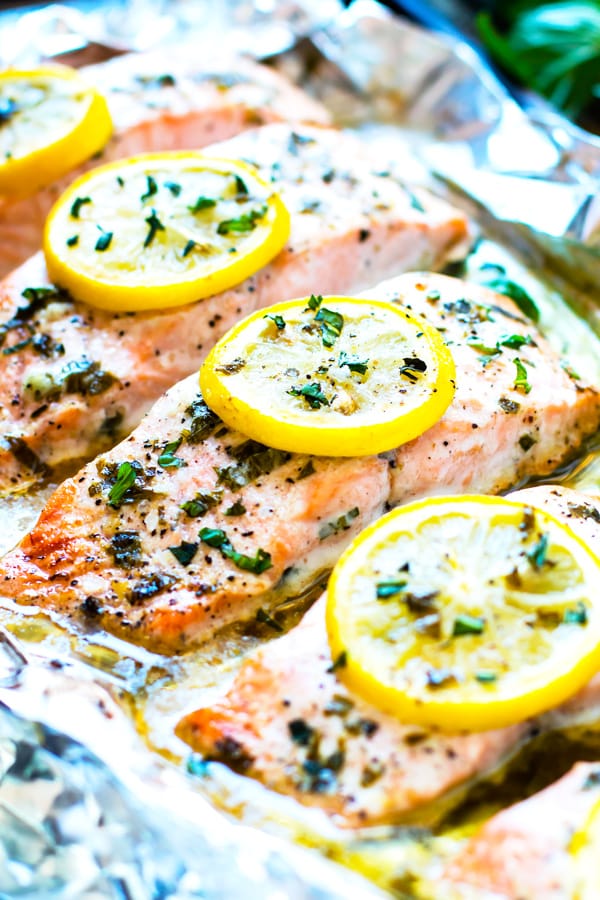 Basil & lemon baked salmon in foil is a healthy and easy way to make a low-carb, Paleo and gluten-free dinner for the whole family.. This seafood recipe is a quick meal full of omega-3s and healthy fats.