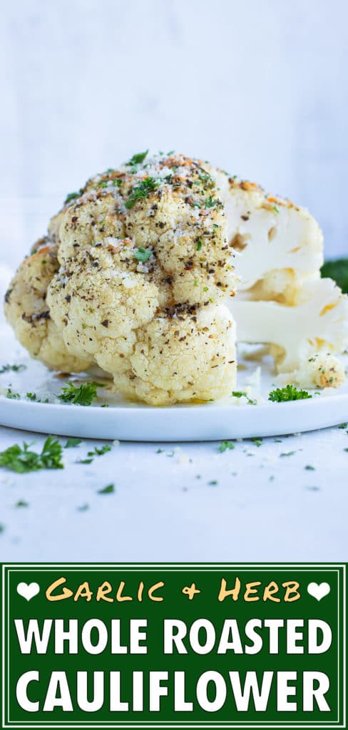 Baked cauliflower head is an easy, low-carb side dish.