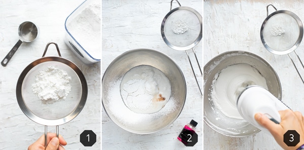 Three images showing how to make coconut whipped cream from scratch.