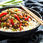 Flank steak made in the crock pot for an easy dinner.