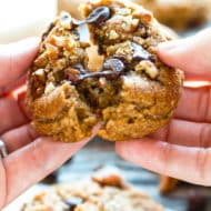 Breaking apart one Soft Paleo Chocolate Chip Cookie with Pecans for an afternoon treat.