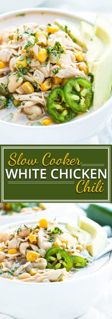 Dairy-Free Slow Cooker White Chicken Chili | A comforting and cozy recipe for dairy-free slow cooker white chicken chili that will keep you warm and healthy during these cold winter months!  This Crock-Pot chili recipe is gluten-free, soy-free, low-fat, and can easily be made dairy-free.