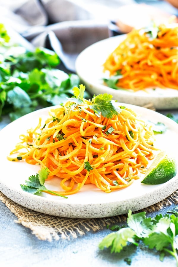 Healthy and delicious Cilantro Lime Sweet Potato Noodles for an easy dinner.