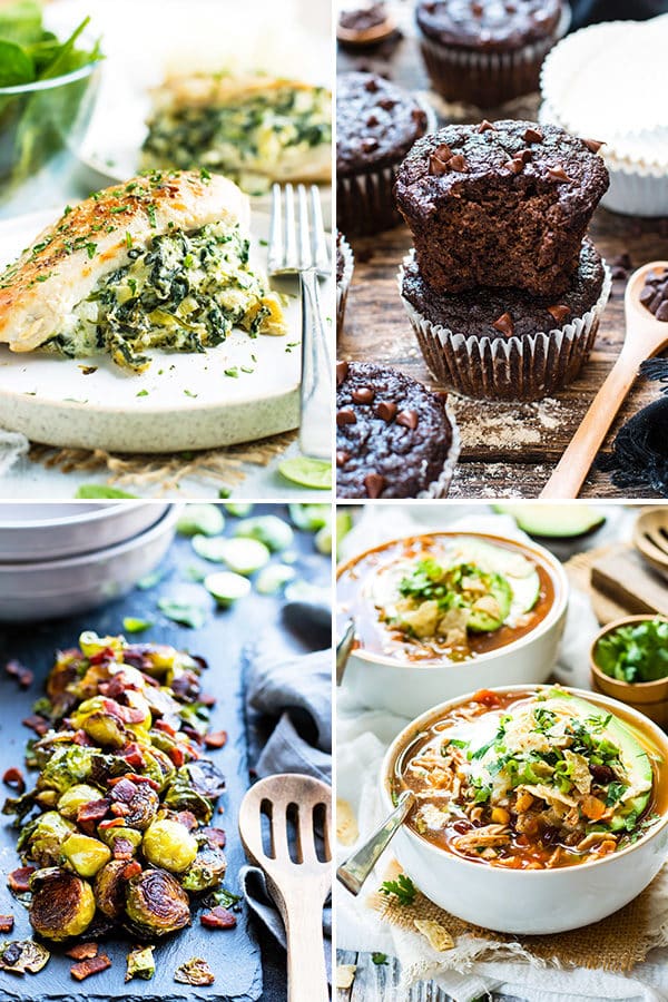 A gluten-free meal plan that is full of kid-friendly recipes, as well as a number of dairy-free and low-carb meal plan options.   This healthy meal plan is full of four main dish recipes, two side dish recipes, one dessert, and one breakfast option.  You can also download free printable recipe cards and an organized grocery list!