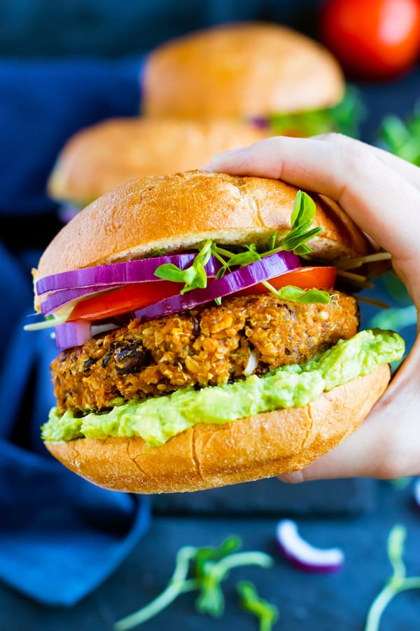 Sweet Potato Black Bean Burger with Quinoa | Gluten-Free, Vegan