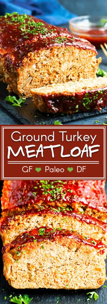 Ground Turkey Paleo Meatloaf | Both meat-lovers and not-so-much-meat-lovers cannot seem to get enough of this Ground Turkey Paleo Meatloaf!  Secretly loaded with veggies, healthy protein, filling fats and makes an excellent low-carb, dairy-free, and gluten-free meatloaf recipe.