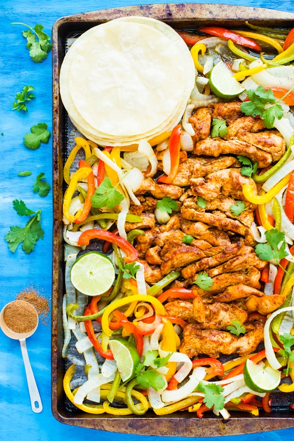 OvenBaked Sheet Pan Chicken Fajitas LowCarb, GlutenFree