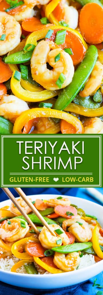 Teriyaki Shrimp Stir Fry with Vegetables | Teriyaki Shrimp Stir Fry is loaded with vegetables and made in under 30 minutes, so you won't feel the need to order takeout!   A homemade teriyaki sauce adds that bit of flavor I am sure you'll love in this gluten-free shrimp and vegetable stir fry recipe.