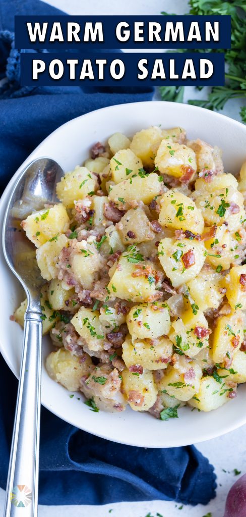 German potato salad is served for a summer side dish.