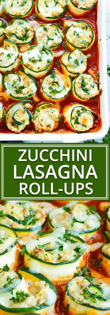 Easy, Healthy, Keto Zucchini Lasagna Roll-Ups | Treat yourself to these low-carb and keto zucchini lasagna roll-ups!  They have all of the flavor of a traditional lasagna recipe without the unnecessary carbs.  Plus, these zucchini lasagna rolls are naturally gluten-free lasagna recipe, too!