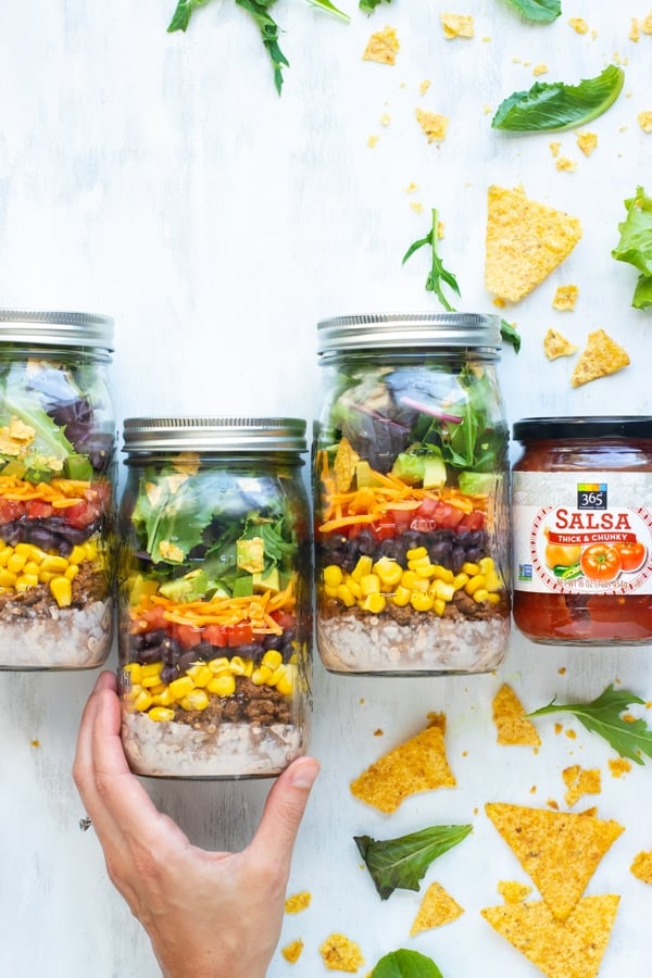 Healthy Taco Salad Recipe in a Mason Jar